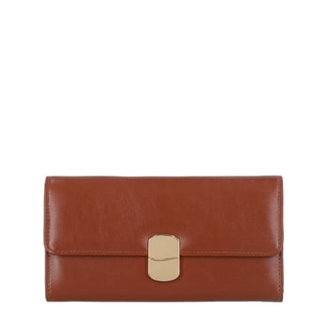 Time and Tru Women's Piper Clutch Wallet, Solid Cognac
