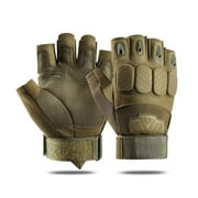 Xfvqtps Mens Motorcycle Fingerless Gloves Hook Adjustable Thickened Hard Knuckle Protection Outdoor Hiking Training Shooting Road Cycling Gloves Green