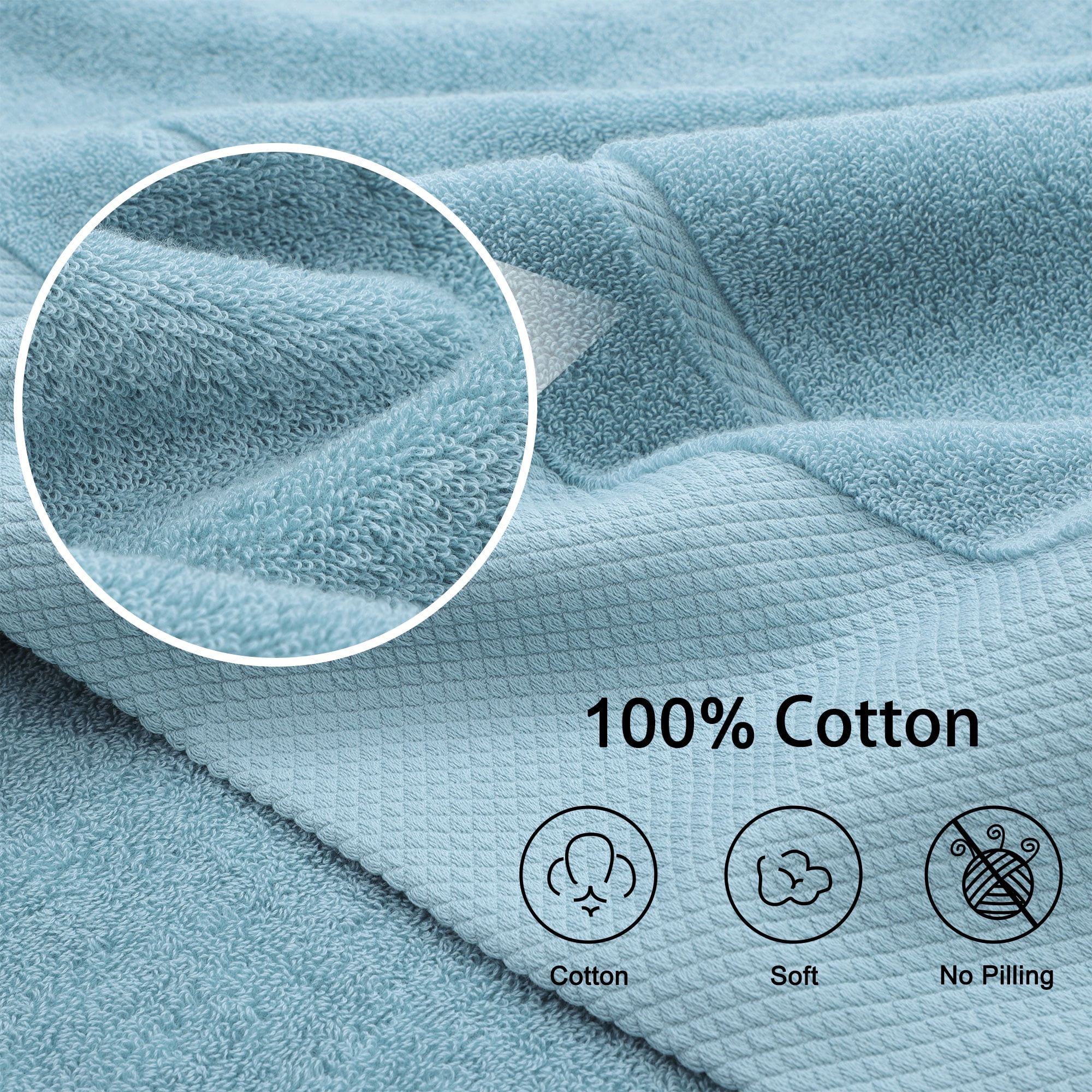 Unique Bargains 100% Cotton Absorbent Bath Towel Set 27"x54" Saxe Blue 2 Pcs