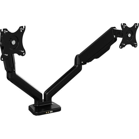 Bush Business Furniture Adjustable Dual Monitor Arm with USB in Black - Steel