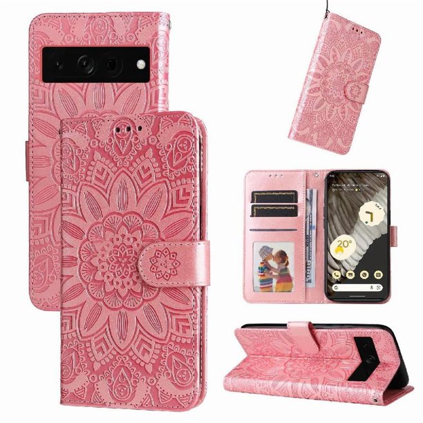 Funda tipo cartera GANGXUN para Google Pixel 7 Pro , diseño girasol, cuero PU, soporte, cierre magnético, tarjetero