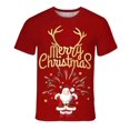 thumbnail image 1 of Camiseta de Navidad con estampado 3D para hombre y mujer, camisa informal de manga corta con cuello redondo, muñeco de nieve y alce, Unisex, 1 of 4