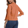 thumbnail image 2 of Women's Cropped Cardigan 3/4 Sleeve Spring Fall Sweater Solid Color Orange Color L, 2 of 7