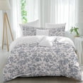 thumbnail image 2 of Blue Floral Duvet Cover Set, Farmhouse Vintage Flower Leaf Botanical Soft Duvet Cover Full Size Bedding Set 4 Pieces, 1 Quiltcover and 2 Pillowcases with Zipper, 1 Bed Sheet for All Seasons, 2 of 9