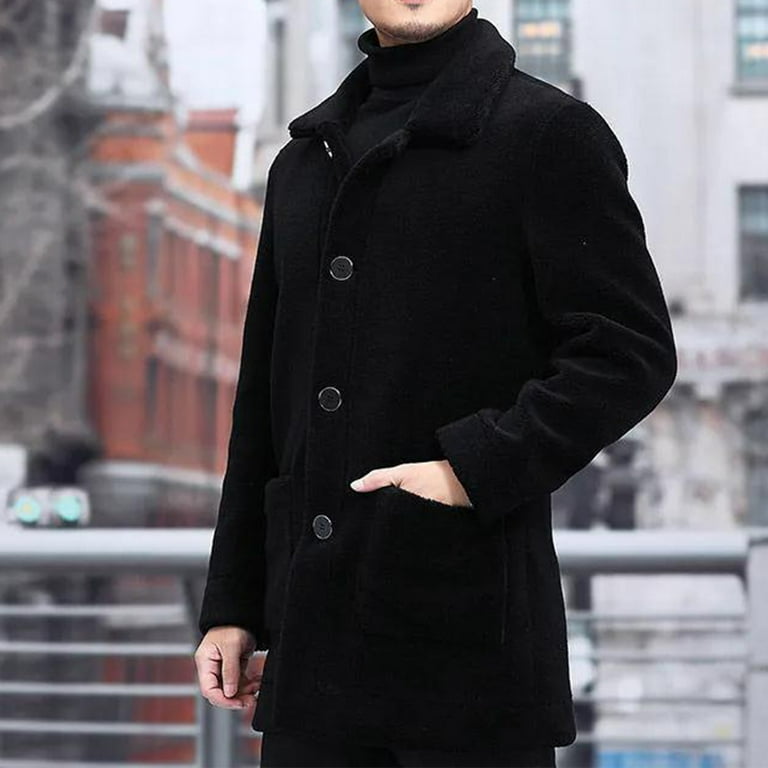 Warm Up Mens Coat Fleece Lined Fleece Jacket Men Men's Heavyweight