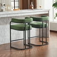 thumbnail image 2 of Modern Chenille Bar Stools Set of 2, Soft and Durable Chenille Fabric Bar Chairs, Chairs with Metal Frame and Armrests, Chairs for Kitchen, Island, Dining Room and Home Bar, Green, 2 of 7