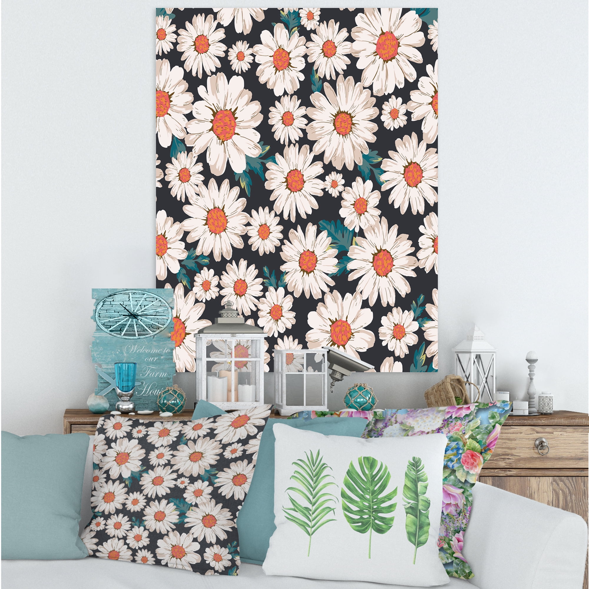 Designart ' Prolific of White Daisy Flowers ' Traditional Canvas Wall Art Print