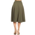 thumbnail image 4 of Women's Casual High Waist A-Line Midi Skirt with Elastic Waistband, 4 of 6