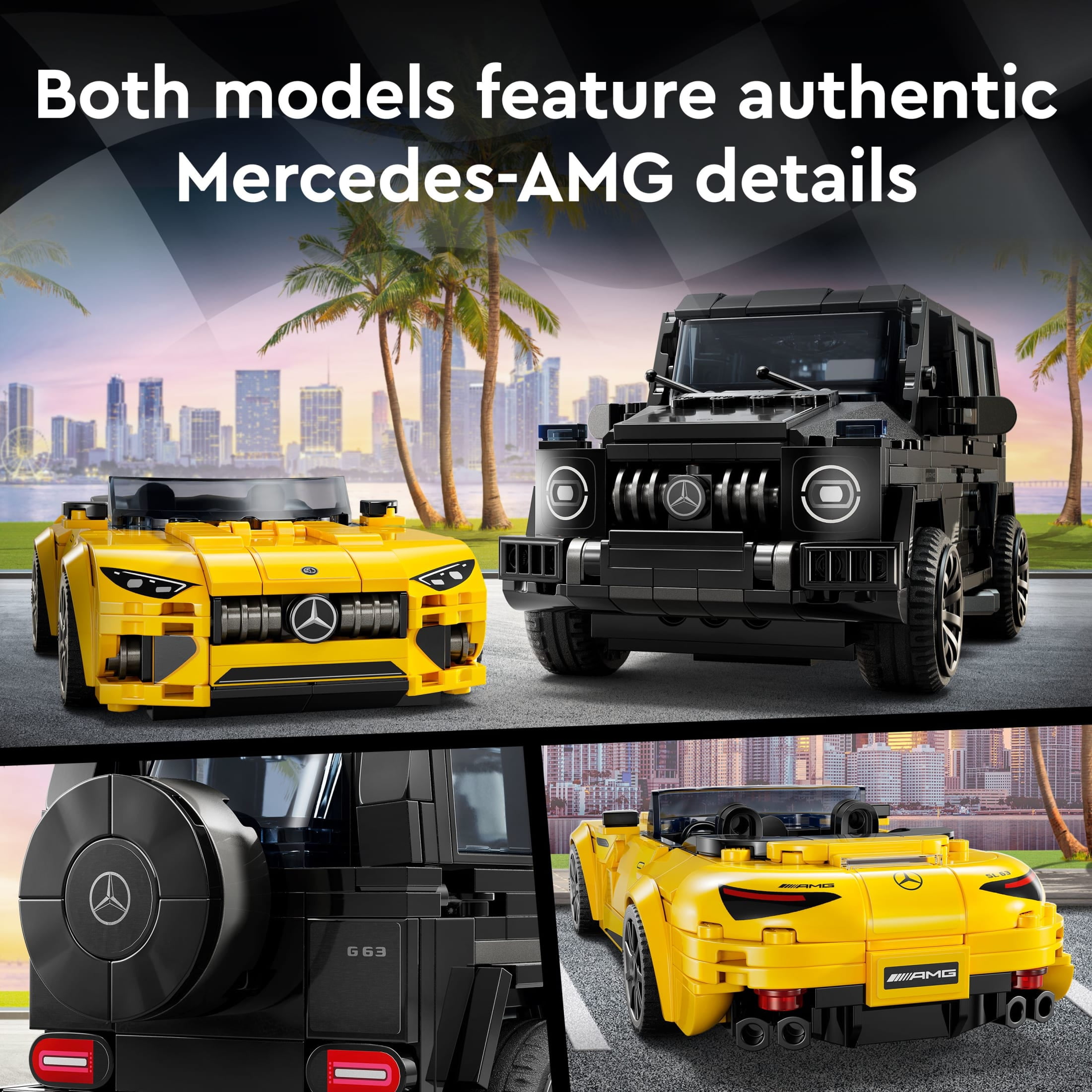 LEGO Speed Champions Mercedes-AMG G 63 & Mercedes-AMG SL 63 Toy Cars - Building Toys Set for Boys & Girls, Ages 10+ - Gift for Birthdays - W/ 2 Minifigures - 76924