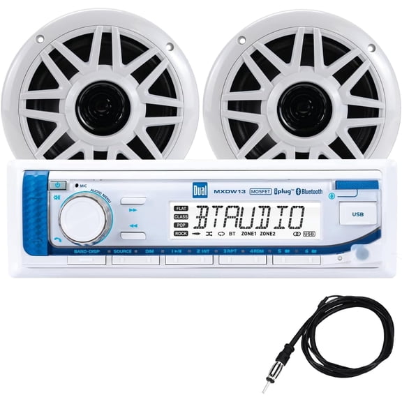 Dual MXP152W Marine Radio | Bluetooth | 2 Speakers   Antenna Included | White