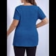 thumbnail image 5 of Blusas de Talla Grande para Mujer, Informales, con Cuello en V, Corta y Dobladillo Dividido, para Verano Azul 4XL, 5 of 8