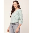 thumbnail image 4 of Moomaya Printed Short Top For Women V Neck Full Sleeve Regular Tunic Top, 4 of 8