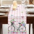 thumbnail image 3 of Table Runners 72 Inches Long Dress Scarves, Spring Farmhouse Kitchen/Dining Table Runner, Coffee Tablerunners, Bicycles Leaves Butterfly Flowers Pink Buffalo Plaid 13x72 Inch, 3 of 9