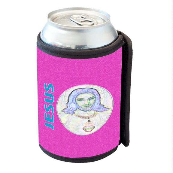 KuzmarK Insulated Drink Can Cooler Hugger - Electric Jesus Pink