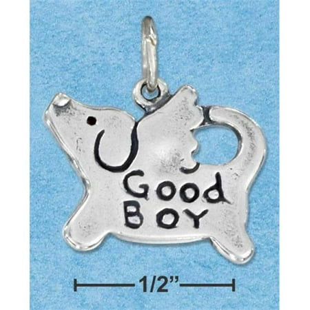 Plum Island Silver CH-1859 1/2" Sterling Silver Good Boy Dog Charm