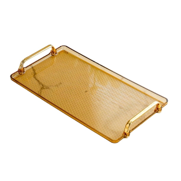 Bandeja de servir con asa, bandeja de té, organizador de mostrador, bandeja para mesa de centro ámbar grande