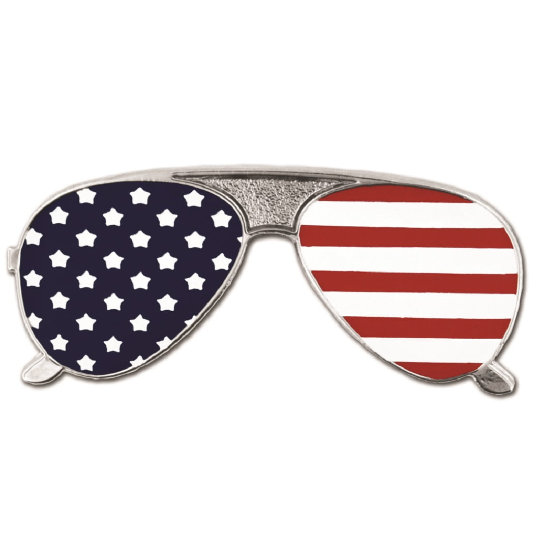 PinMart - PinMart’s American Flag Sunglasses Patriotic Enamel Lapel Pin