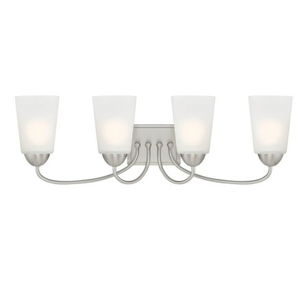 Designers Fountain Malone 4 Light Brushed Nickel Bathroom Vanity Light Fixture, D267M-4B-BN