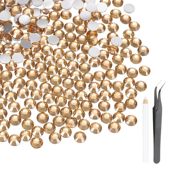 Uxcell 3000 Pcs Flatback Crystal Rhinestones, Resin Crystal Gems with Tweezer Dotting Pen Non Hotfix for Bedazzling Tumblers Mugs Bottles Nail DIY Crafts(SS16 4mm, Champagne)