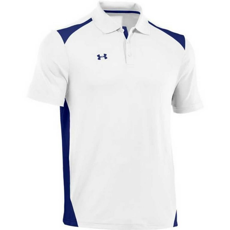 Pacer Brillar Aplicable Under Armour Men's Team Colorblock Polo Golf Shirt, 1243082 (White/Royal,  XXL) - Walmart.com