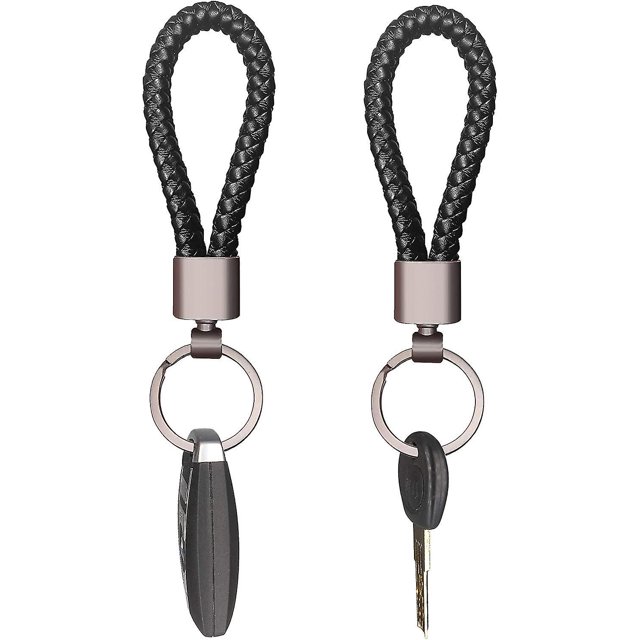 Anillo de llavero de coche de cuerda trenzada de cuero grueso de 2 uds para hombres y mujeres ShuxiuWang 9024735544135