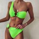 thumbnail image 1 of Traje de baño de 2 piezas para mujer, trajes de baño para mujer, traje de baño de moda de verano para mujer de color liso con relleno en el pecho y sin tirantes en la espalda. Traje de baño de nailon, 1 of 5
