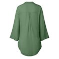 thumbnail image 4 of Summer TAGOLD Women's Casual Roll-Up Sleeve Long Sleeve Tops Cotton Linen Blouse Button Long Shirt Dress Plus Size High Low Shirt Green XL, 4 of 6