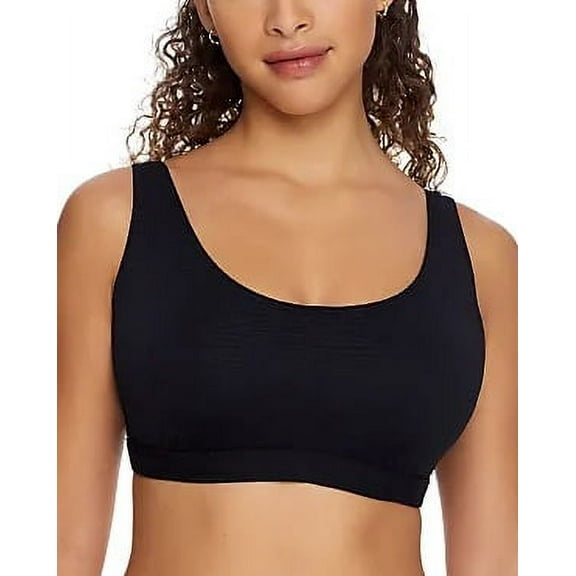 BARE Jet Black Scoop Neck Bralette Bikini Swim Top, US Large, UK Large, NWOT