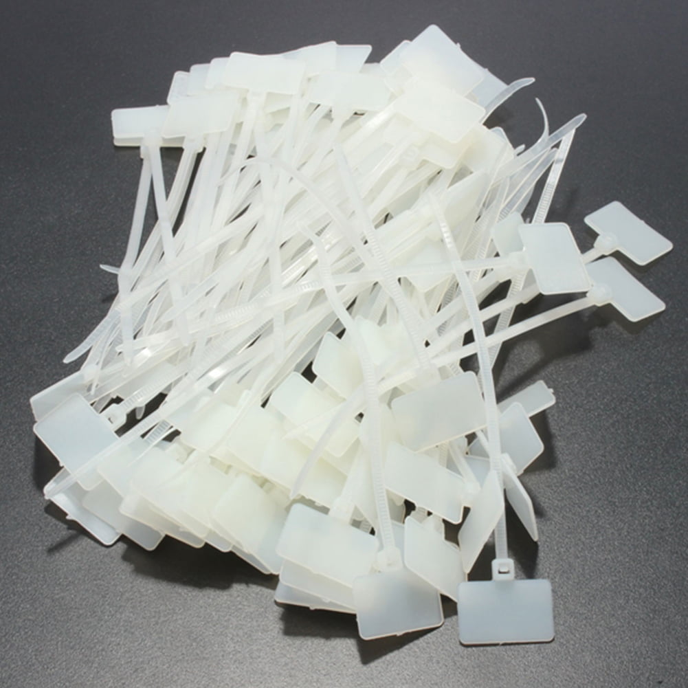 100Pcs Cable Ties Tag Labels Nylon Plastic Loop Self Locking Zip Markers Cord 
