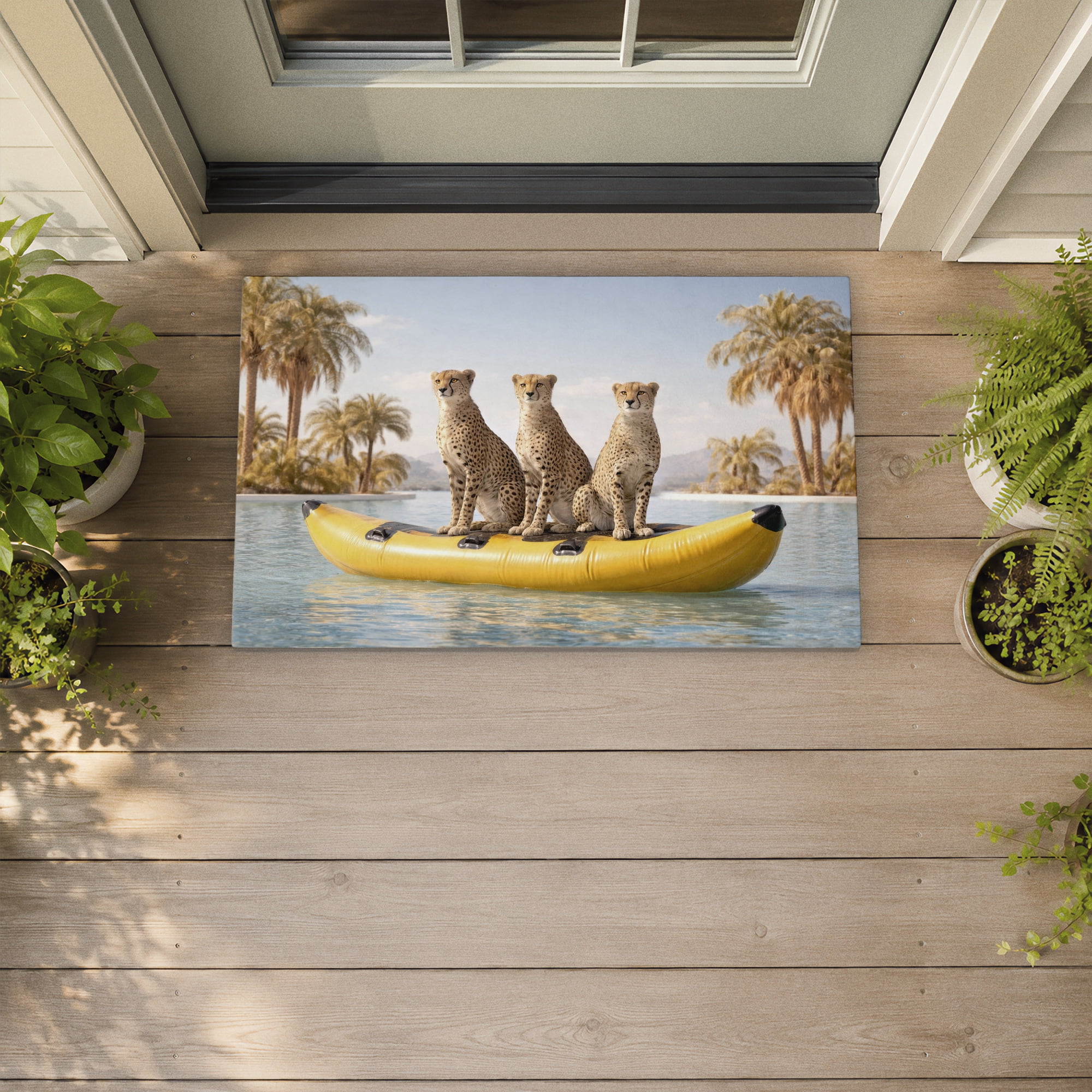 Stupell Industries Three Cheetahs on Lake Printed Outdoor Door Floor Mat, design by Ziwei Li