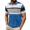 thumbnail image 2 of Xcmzpl Mens Golf Shirt Moisture Wicking Quick Dry Performance Sport Short Sleeve Striped Golf Pique Shirts S-5XL, 2 of 7