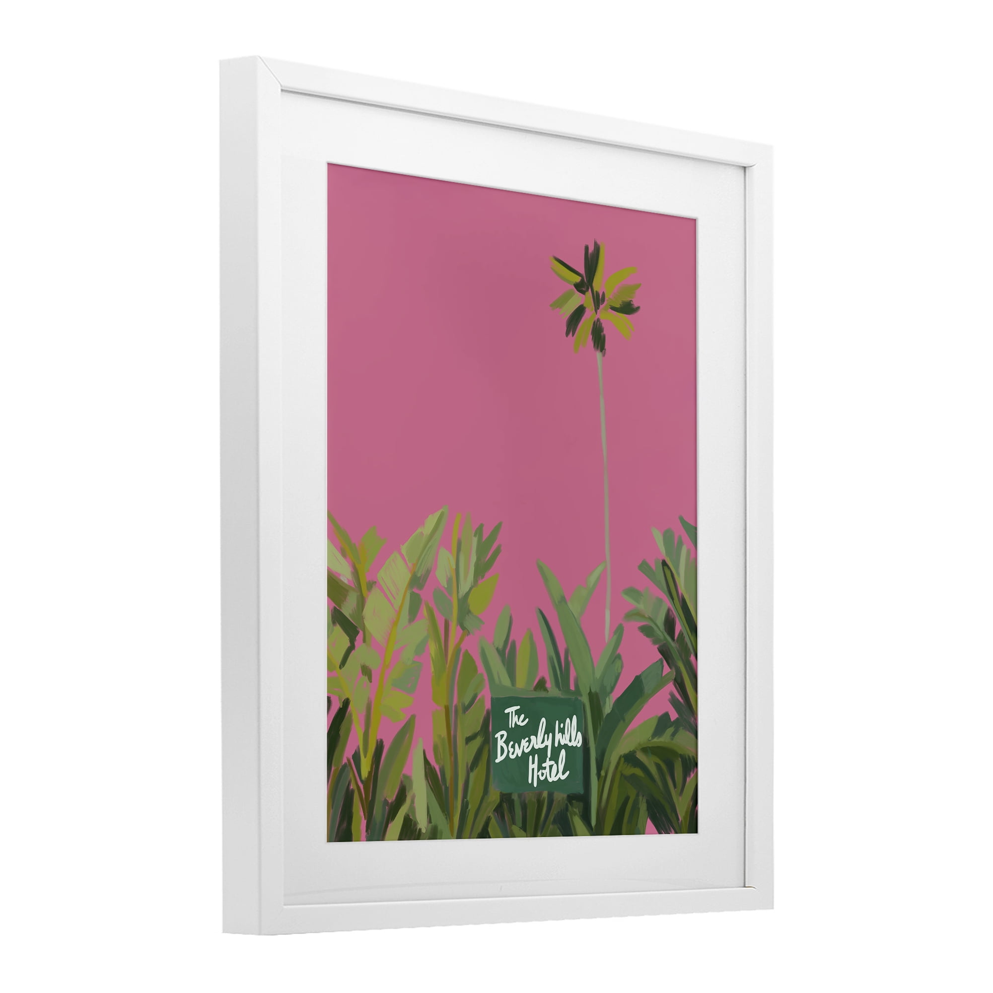 Stupell Industries Beverly Hills Pink & Green White Framed Print Under Glass, design by Amelia Noyes