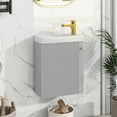 thumbnail image 2 of DUOSONG [Viedo]Contemporary 16" Wall-Mounted Bathroom Vanity Combo Cabinet With Ceramic Basin - Ideal For Small Bathrooms Grey MDF Bath & Faucets Bathroom Vanities, 2 of 26