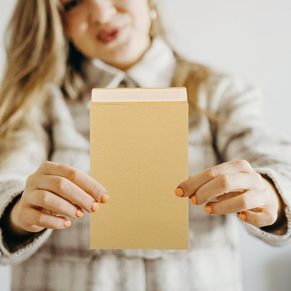 WHAMVOX  100 Pcs Self Adhesive Envelope Savings Envelopes Black Light Brown