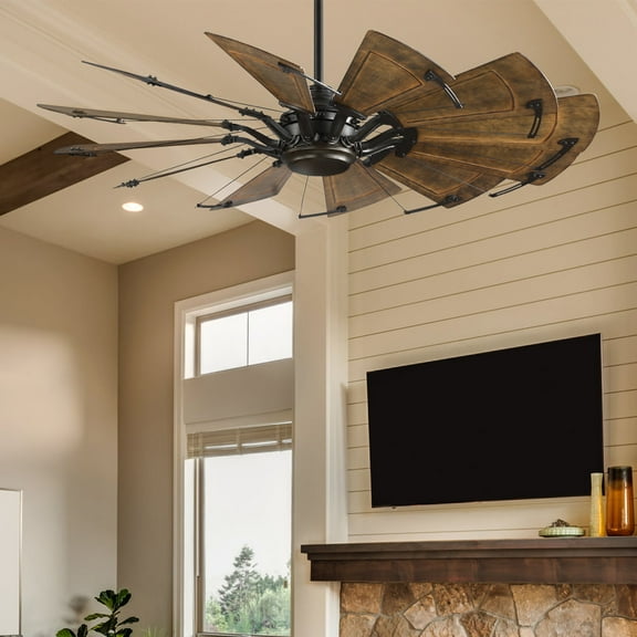 Luxury Tuscan Ceiling Fan, Large Size: 16.022''H x 60''W, with Old World Style Elements, Architectural Bronze Finish, UHP9474 from the Saybrook Collection by Urban Ambiance