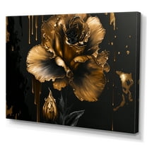 Designart Black And Gold Gladiolus III Canvas Wall Art