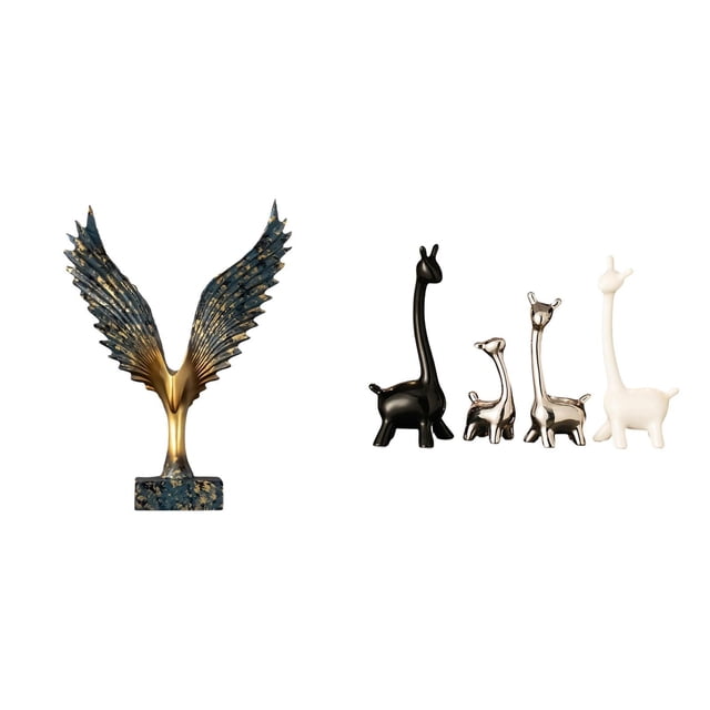 Estatua de jirafa de resina con extendidas, escultura, adorno de Feng Shui, figuras decorativas de cerámica, centro de mesa creativo moderno para