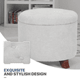 thumbnail image 4 of MoNiBloom Storage Ottoman with Padded Seat, Modern Cotton-linen Footrest, Round Seat Stool, for Entryway Living Room, Light Gray, 4 of 8