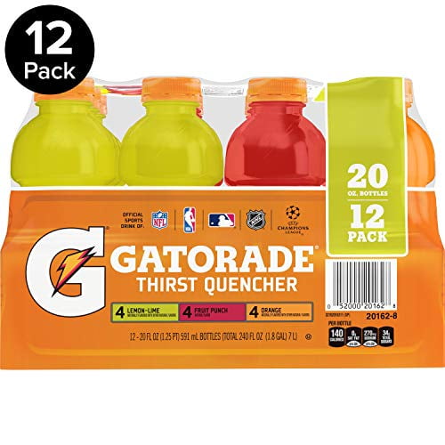 Gatorade Original Thirst Quencher Sport Drink Variety Pack, 20 Ounce Bottles (Pack Of 12)