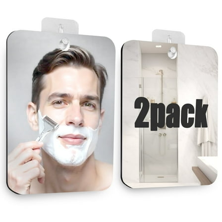 Betus (Pack of 2) Shower Mirror Fogless for Shaving - Shatterproof Acrylic Bathroom Mirrors 8x6 inch