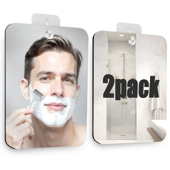 Betus (Pack of 2) Shower Mirror Fogless for Shaving - Shatterproof Acrylic Bathroom Mirrors 8x6 inch