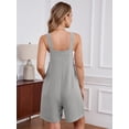 thumbnail image 7 of Chiclily Women's Casual Overalls Shorts, Loose Button Adjustable Straps Jumpsuits with Pockets, Gray Summer Boho Wide Leg RompersSize L, 7 of 7