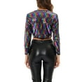 thumbnail image 3 of INSPIRE CHIC Women's Casual Long Sleeves Collarless Sequin Open Front Bolero Crop Shrug Jacket XS Multi Color, 3 of 7