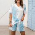 thumbnail image 1 of Pantalons pour Femmes Shorts d'Été à Manches Courtes Imprimés T-Shirt Blouse & Shorts Ensemble, 1 of 7