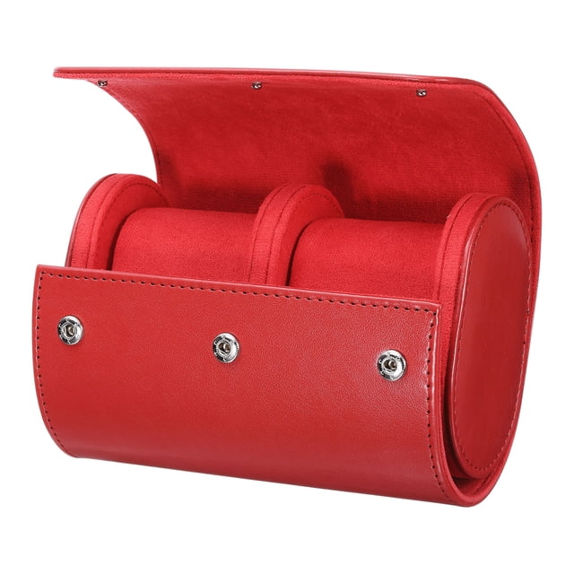 Estuche de viaje para relojes de cuero PU Uxcell, slot portátil para relojes de cuero para Navidad rojo 15cm