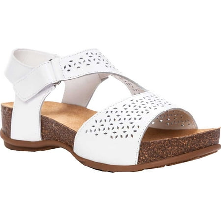 

Women s Propet Phoebe Perforated Wedge Strappy Sandal White Leather 9 4E