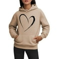 thumbnail image 4 of Hoodies for Women Valentine's DayValentines Day Women Hoodies Heart Print Long Sleeve Pullover Soft Sweatshirt Outerwear,Khaki, 4 of 4