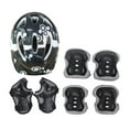 thumbnail image 1 of Kit de 7 cascos de bicicleta para niños con rodilleras, coderas y muñequeras, protectores portátiles para coderas y rodilleras, equipo de protección Gris Negro, 1 of 8