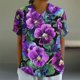 thumbnail image 4 of Blusas de Manga Corta para las Mujeres Cuello de Muñeca Lindo Lino Algodón, Impreso Suelto Camiseta para el Uso Casual, Diario Y de Verano, 4 of 4