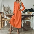 thumbnail image 7 of Ashirexll Midi Dresses for Women, Womens Long Sleeve Dresses, V-Neck Long Sleeve Casual Solid Color Spring Summer, 7 of 7